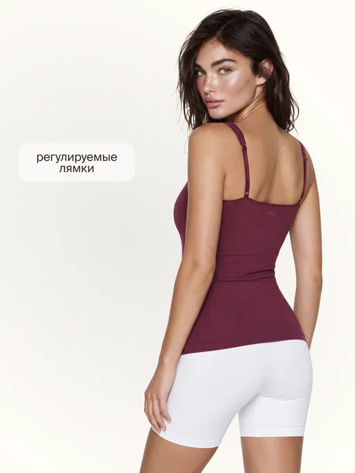 WAISTLINE Утягивающая майка с широкими бретелями и глубоким вырезом, красный, фото 6