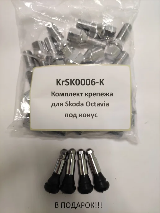 LS Комплект крепежа для Skoda Octavia - болт конус хром, 20 шт