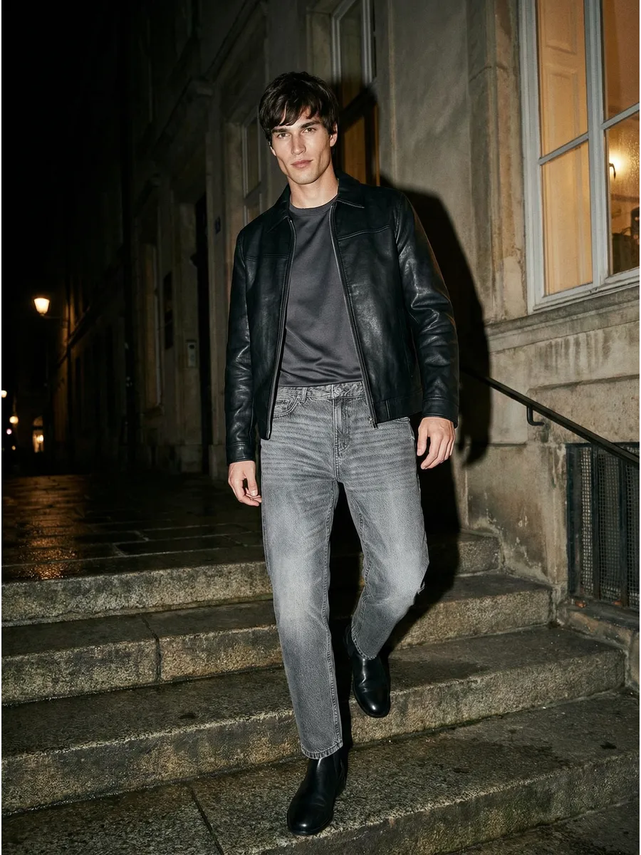 Джинсы TAPERED FIT с эффектом стирки
