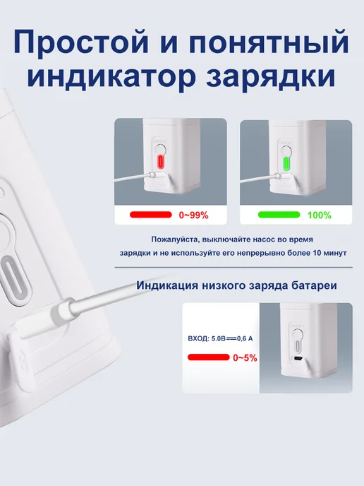 Насос для вакуумных пакетов с TYP-C для вещей и одежды, белый, фото 5