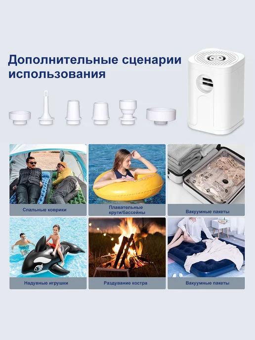 Насос для вакуумных пакетов с TYP-C для вещей и одежды, белый, фото 7