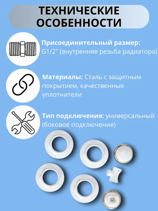 STI. Монтажный комплект для радиатора 1 2" без кронштейнов, белый, фото 3