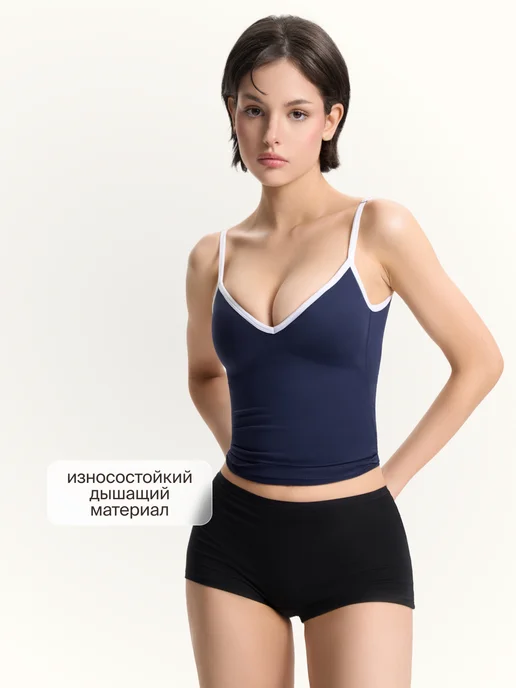 WAISTLINE Топ на тонких бретелях c контрастной окантовкой Shaperwear, синий, фото 6