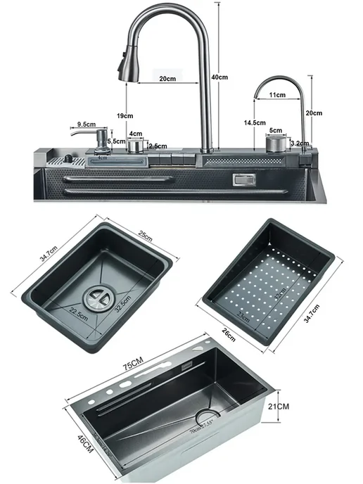 wermixer многофункциональная кухонная мойка 750*450mm, серый, фото 3