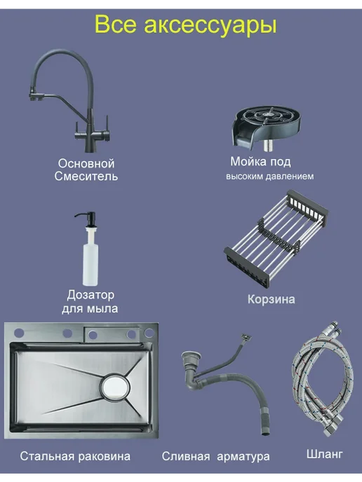 wermixer Многофункциональная мойка для кухни, 600*450mm, серый, фото 2