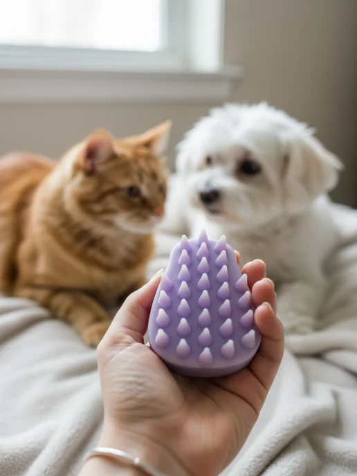 Japan Premium Pet Силиконовая щетка для кошек и собак, фиолетовый