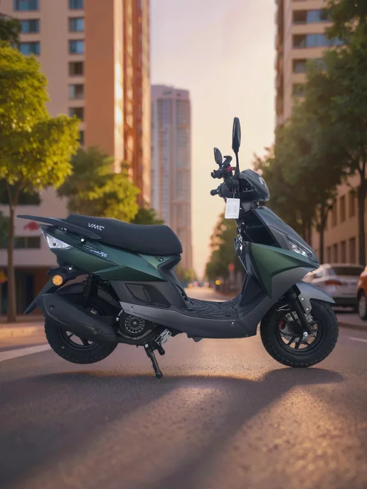 ТЕХНОМОТОРФ Скутер VMC Corsa RS 49 (150), черный матовый, зеленый, фото 4
