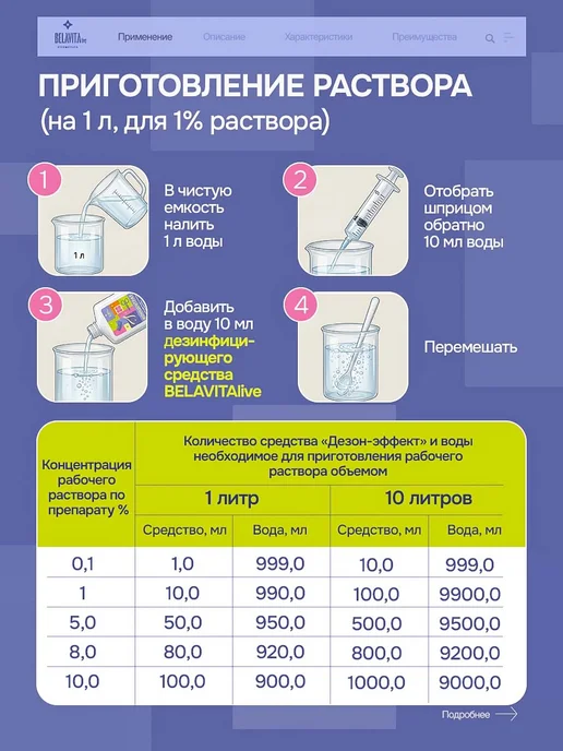 BELLAVITALIVE Дезинфицирующее средство для поверхностей и инструментов 1л, 1 л, фото 3