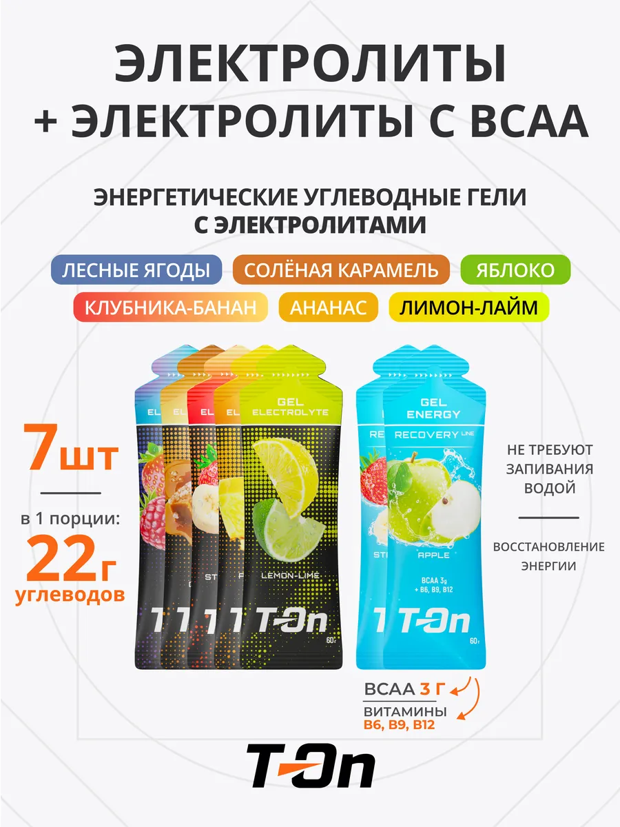 Энергетический гель с электролитами для бега с BCAA 7 шт