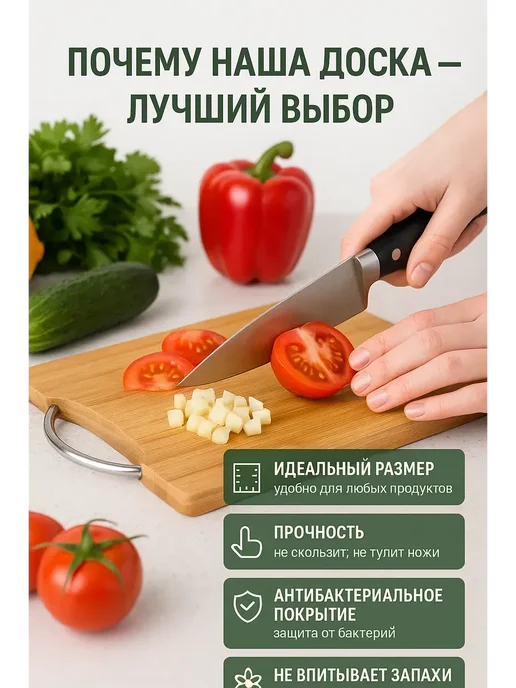 АГЭ9 Доска разделочная деревянная, бежевый, фото 3
