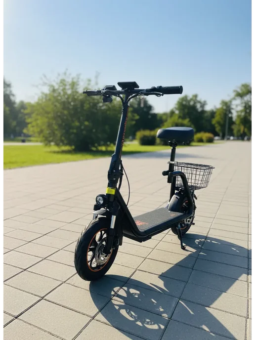 Kugoo Jilong Электросамокат Kugoo C1 Plus с корзиной 48V 11Ah, черный, фото 4