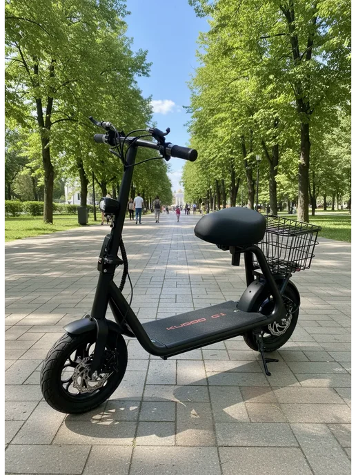 Kugoo Jilong Электросамокат Kugoo C1 Plus с корзиной 48V 11Ah, черный, фото 8