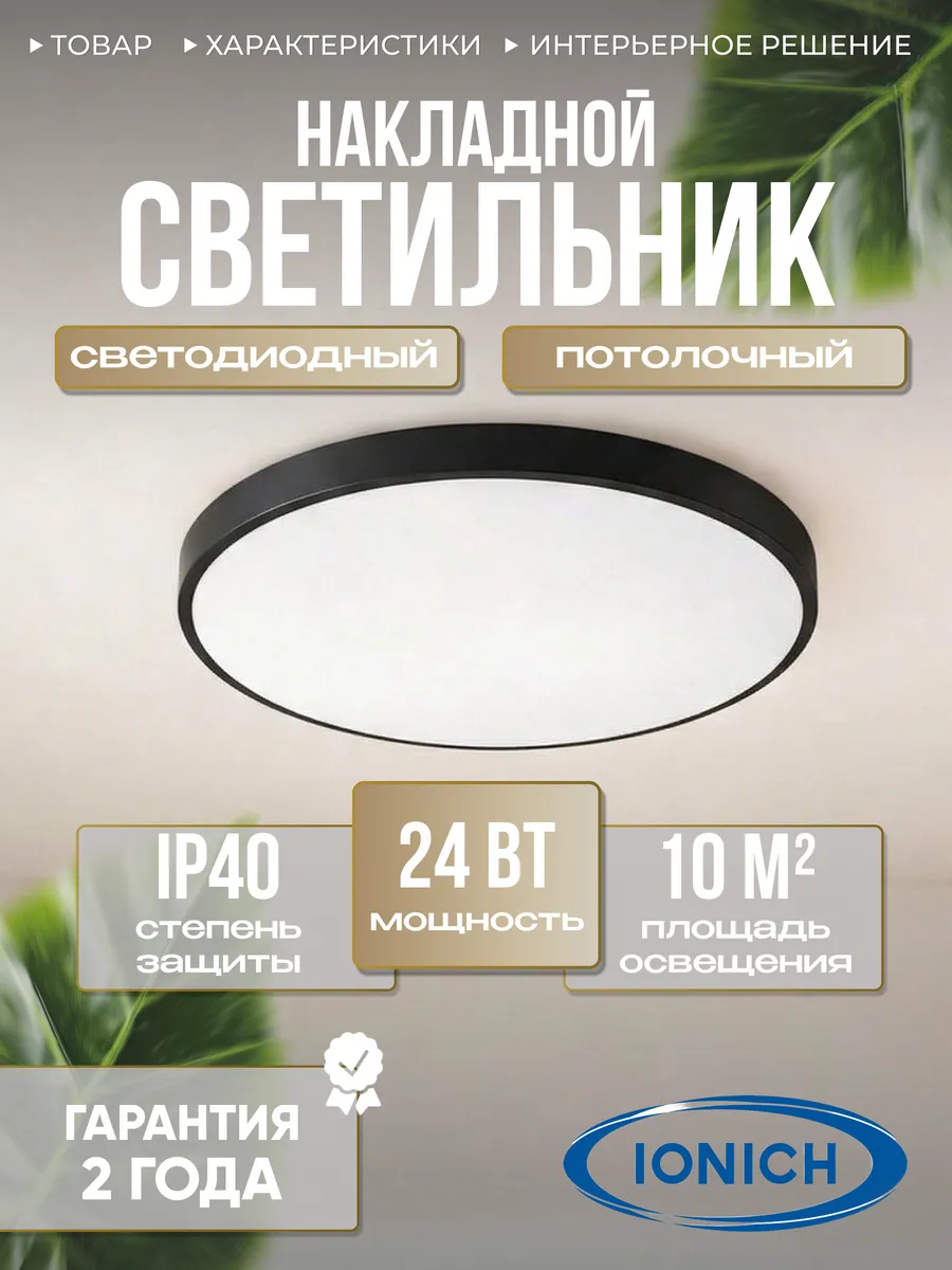 Светильник светодиодный накладной 24 ВТ 5000К