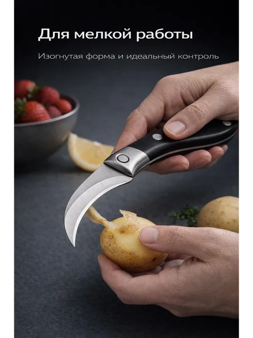 МЕР210 Нож кухонный изогнутый для чистки овощей и фруктов, вариант, фото 3