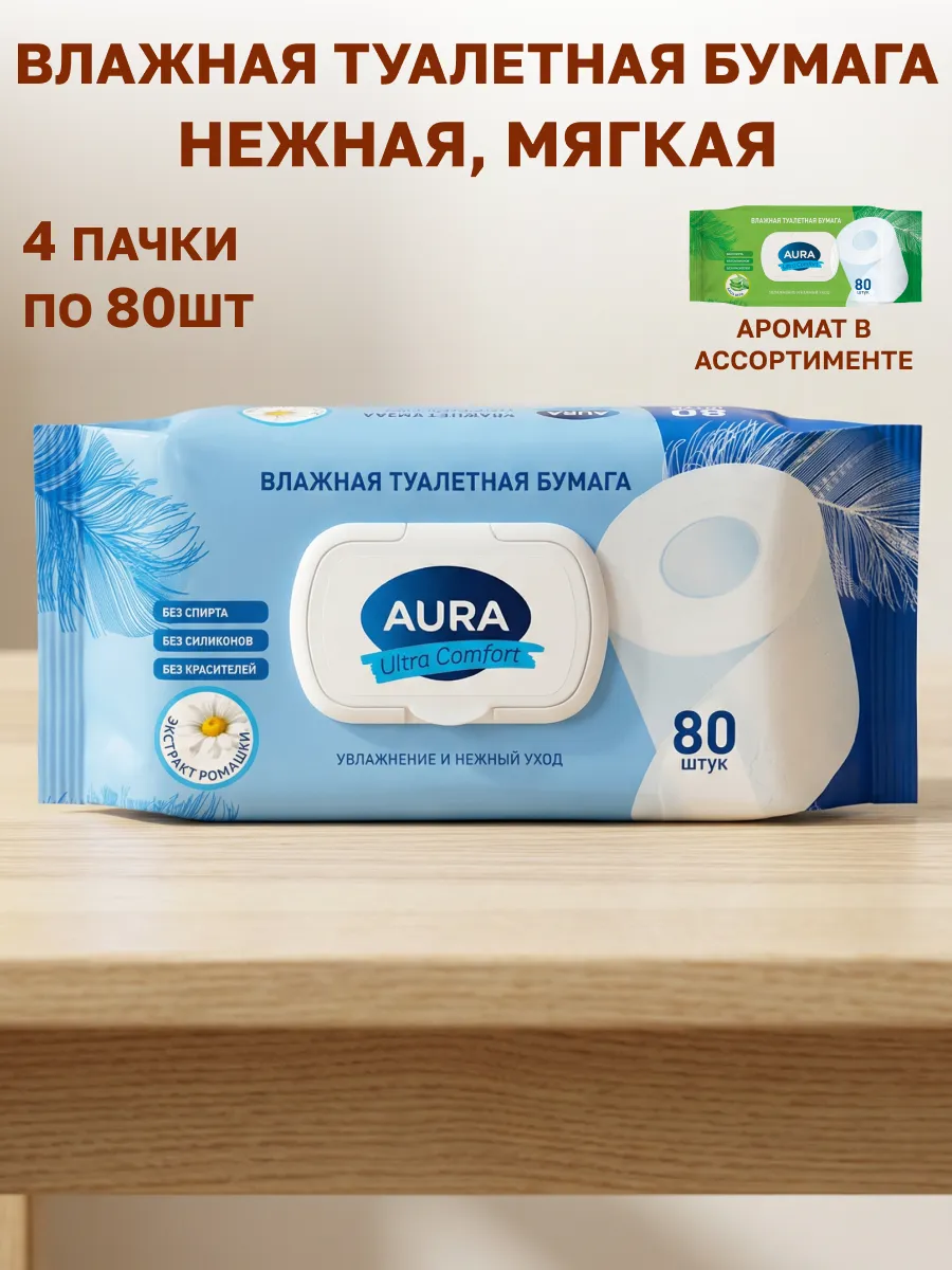 Влажная туалетная бумага с крышкой 4*80 шт