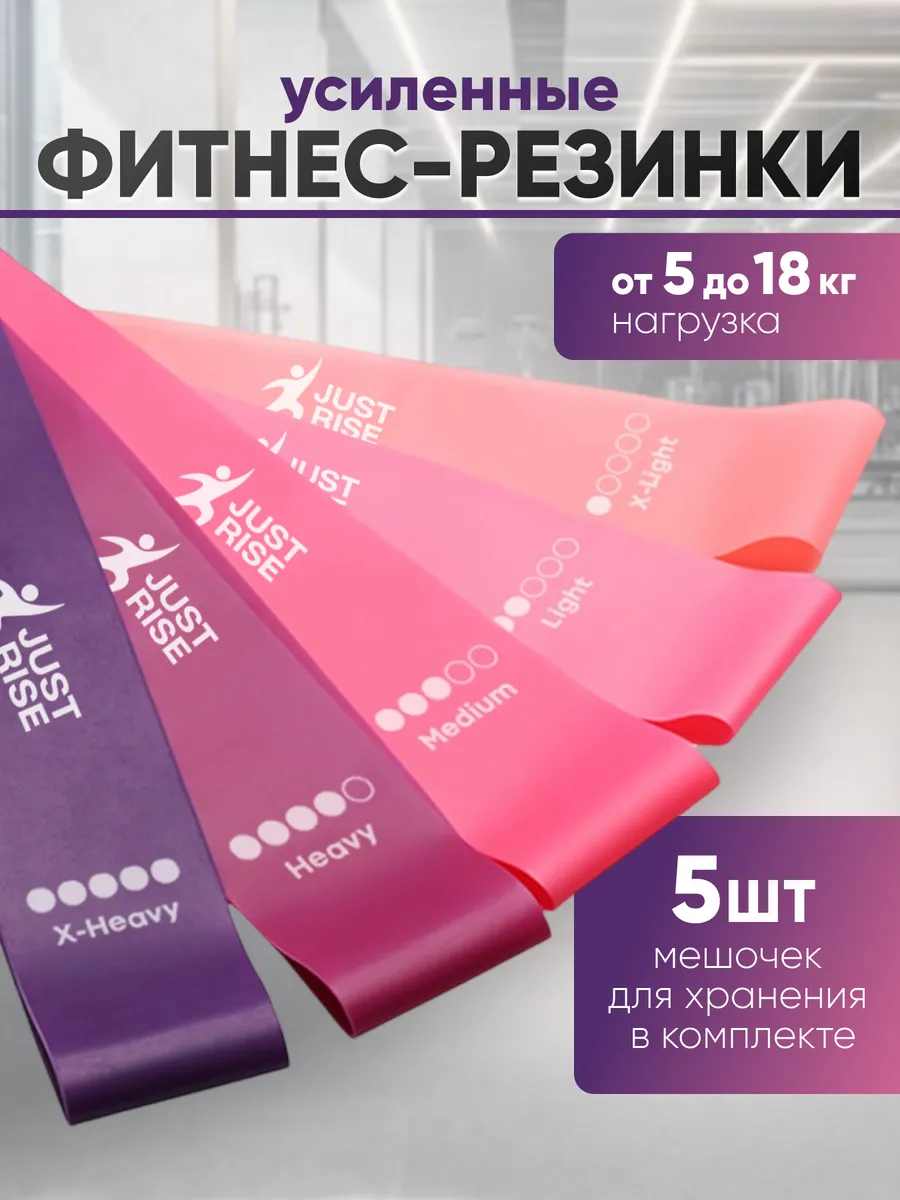Набор фитнес-резинки, эспандер ленточный набор 5 шт