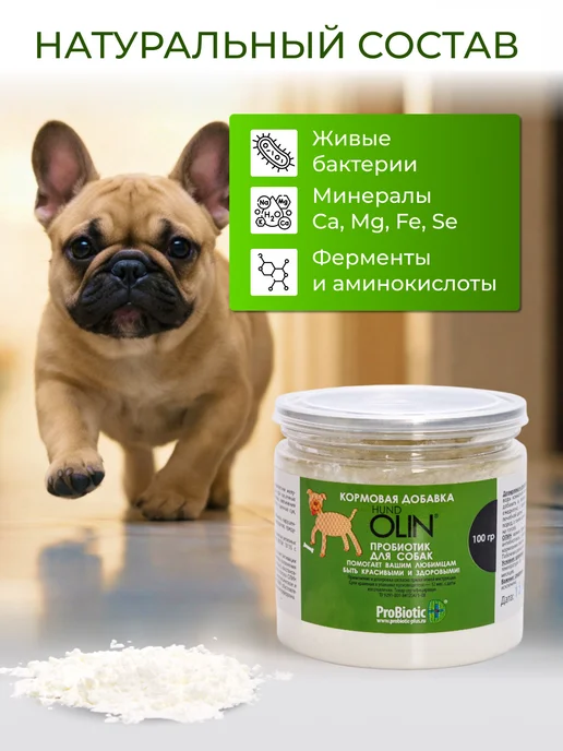 OLIN мощный пробиотик для собак банка 100 г, 100 г, фото 5