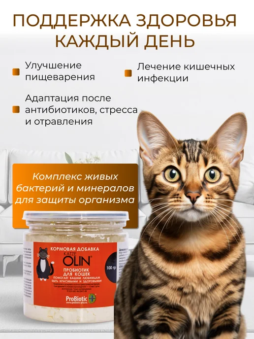 OLIN Мощный пробиотик для кошек 100 гр, 100 г, фото 2