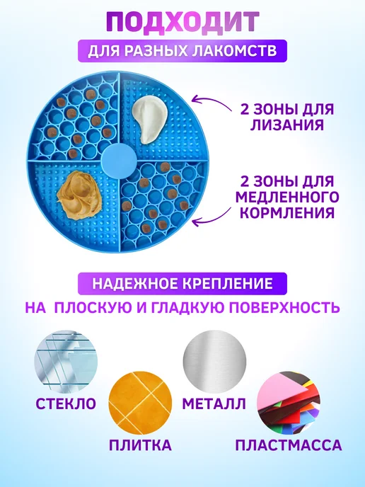 Лизательный коврик для собак и кошек, синий, фото 2