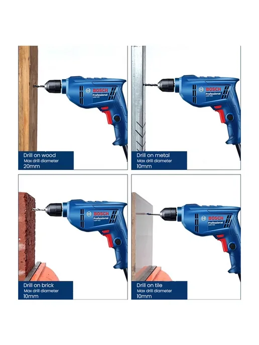 BOSCH Ручная дрель GBM 400 с металлическим патроном, синий, фото 5