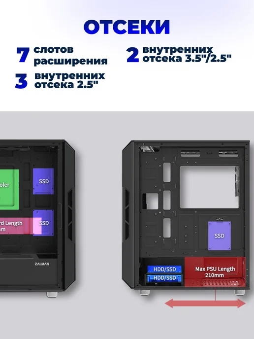 ATX Корпус Miditower Zalman i3 Neo ARGB V2 Black, черный, фото 3