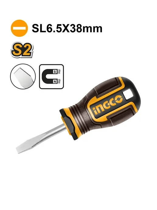 INGCO Отвертка плоская маленькая HSDSL6038, 100 мм, SL6.5, вариант