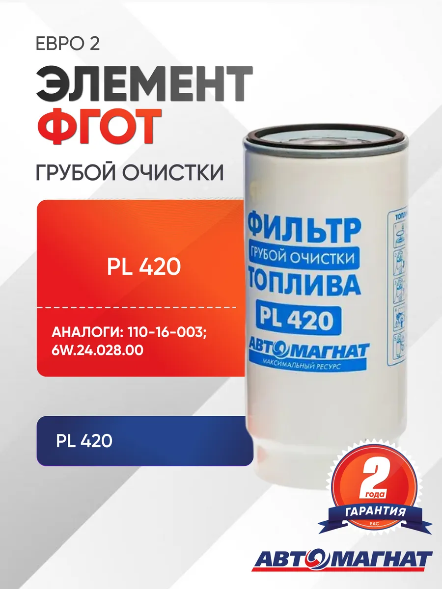 Фильтр топливный грубой очистки (ФГОТ) PL 420 (элемент)