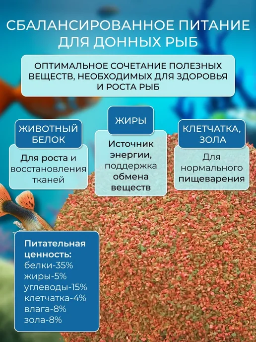 Суперзу Корм для рыбок аквариумных гранулы тонущие 100г, 100 г, фото 6