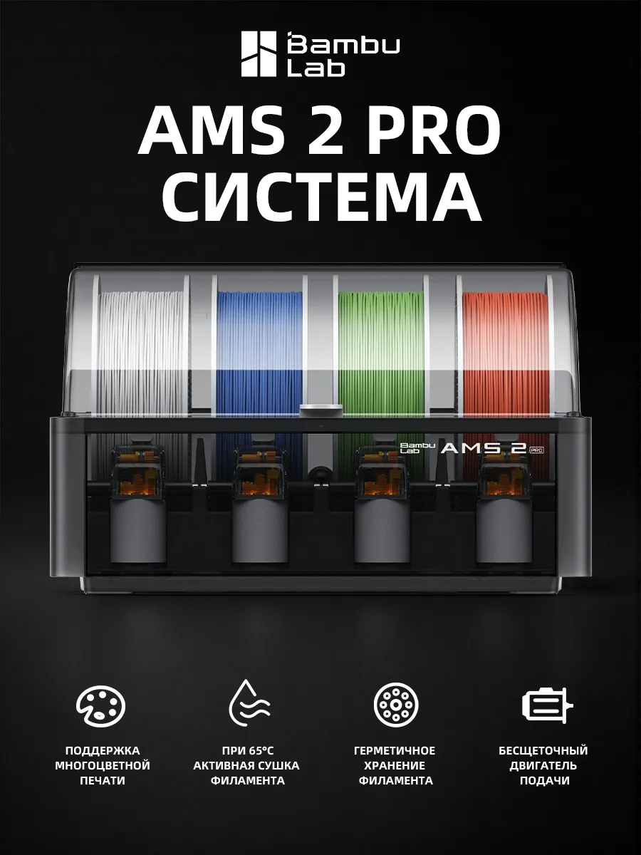 Система подачи филамента AMS 2 Pro,подходит Bambu P1/P2/H2