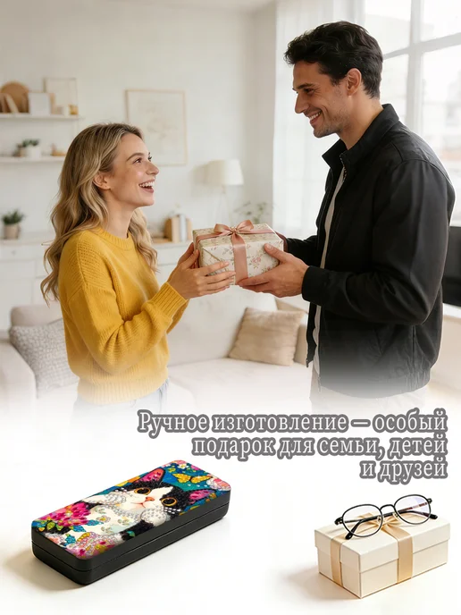 DiamondDiva Алмазная мозаика футляр для очков подарочная котиком, DiamondDiva подарочная котиком, фото 7