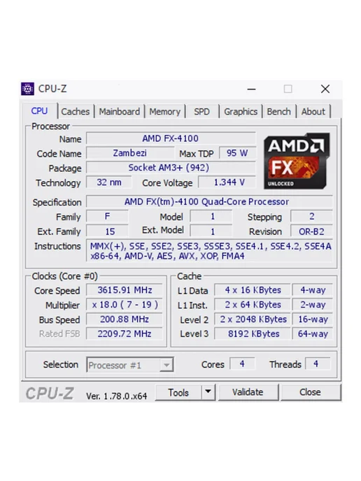 Процессор FX-4100 Socket AM3+ 4 ядер 4 потоков fx 4100 CPU, вариант, фото 2