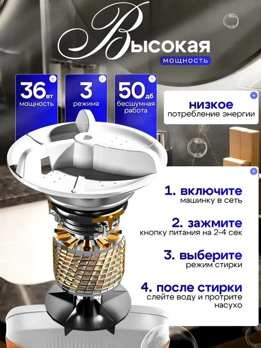 Портативная складная стиральная машина с отжимом 12 л, 12 л, фото 5