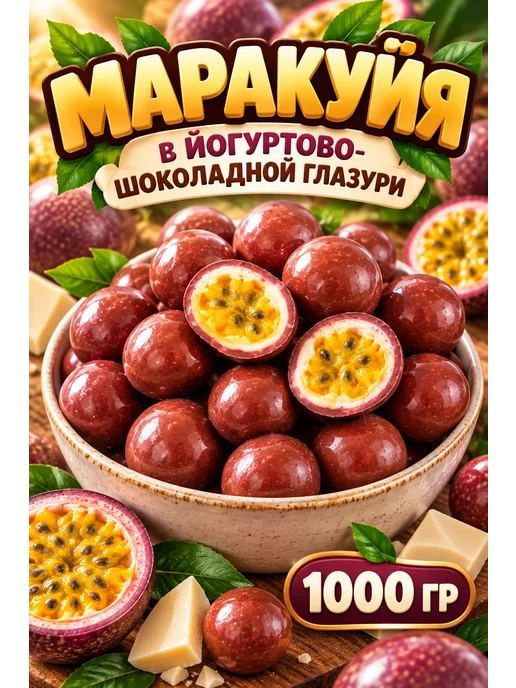 ДолинаСолнца Маракуйя в йогуртово шоколадной глазури, в упаковке 1 кг