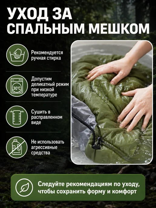 Походный спальный мешок, зеленый, фото 2