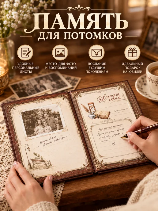 Семейные традиции Родословная книга Древо 56 листов в подарок, вариант, фото 3