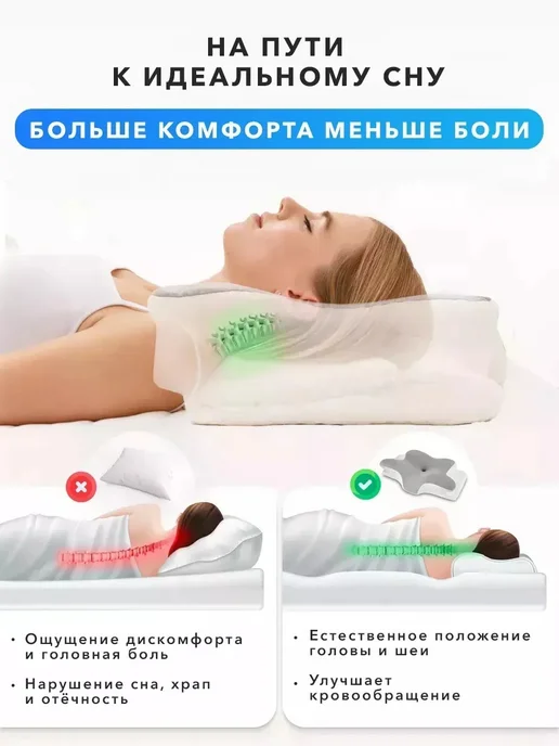 Ортопедическая подушка с эффектом памяти, белый, фото 3