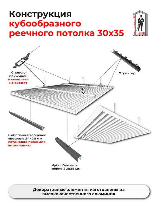 Mr.Tektum Потолок куб 1,8х1,8м (30*35) Сосна глянец, 1.8x1.8 м, 1,8 м, фото 2