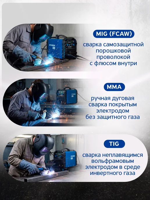 HYUNDAI Сварочный аппарат полуавтомат инверторный MIG 200А без газа, вариант, фото 6