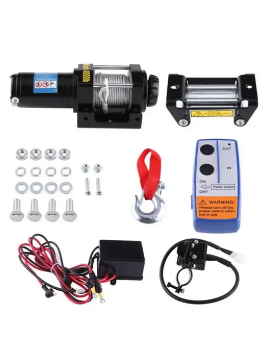 Electric winch Лебедка электрическая 4000 lbs 1814 кг стальной трос 12V, 1814 кг, фото 2