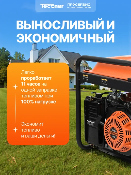 TecEner Генератор бензиновый 6.5 квт со стартером TE6500EAX, вариант, фото 6