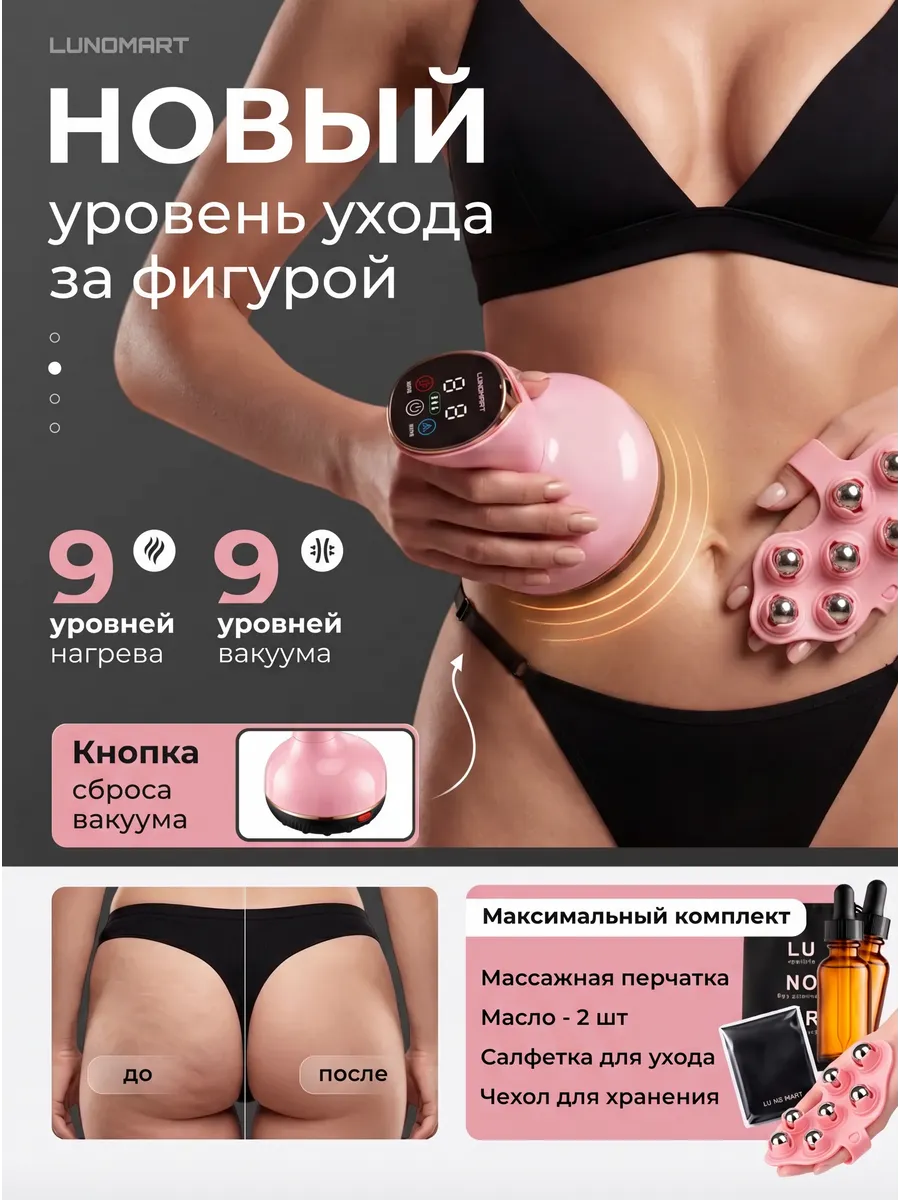Вакуумный антицеллюлитный массажер для тела ног и ягодиц