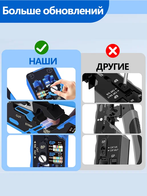 Кримпер RJ45 обжимные клещи для интернет кабеля, вариант, фото 4
