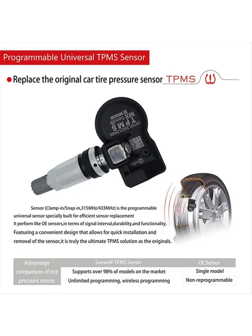 Программируемый датчик TPMS MX 315 МГц + 433 МГц 2-в-1 для и…, вариант, фото 4