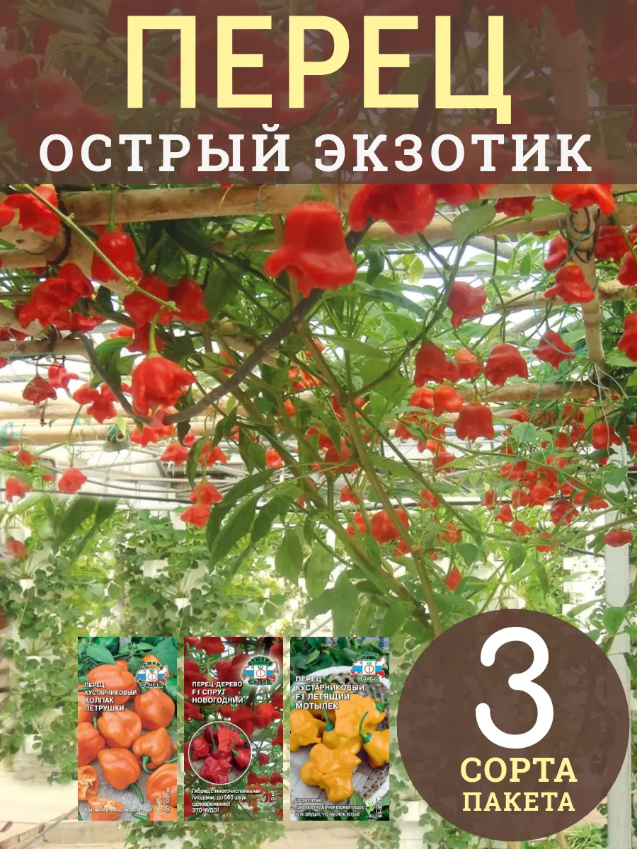 Острый перец экзотические семена набор 3 сорта