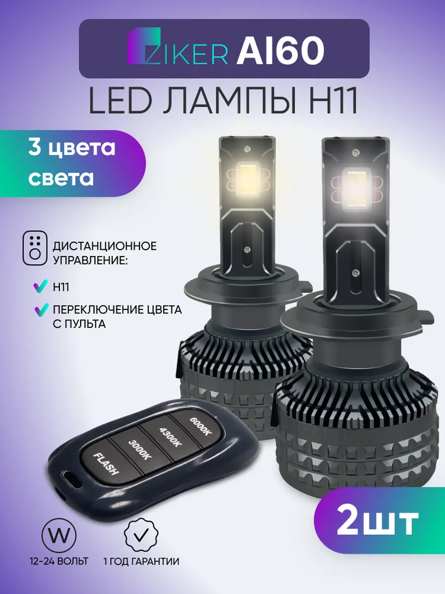 Светодиодные лампы H11 Ziker AI60 с пультом