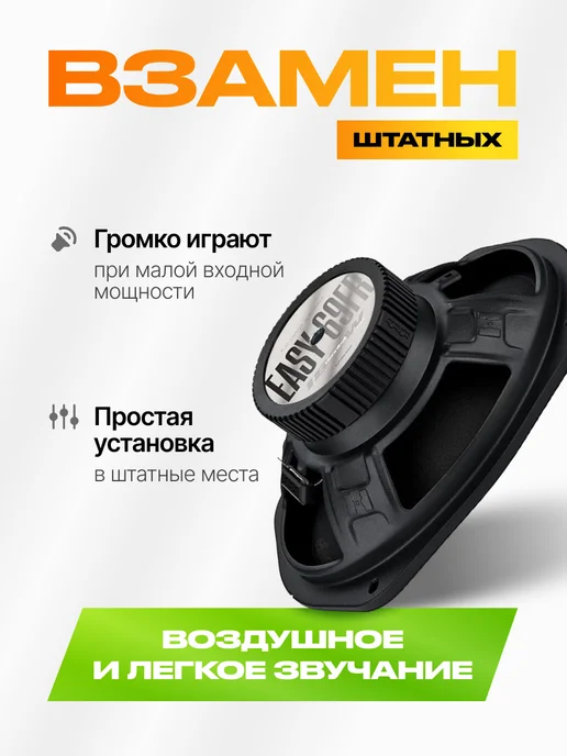 DEAF BONCE Колонки в машину Alphard Hannibal Easy 69FR 16х24 см, вариант, фото 2