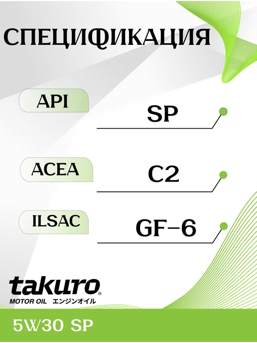 Takuro Масло моторное 5W30 SP FULLY SYNTHETIC 4 литра, 4 л, фото 2