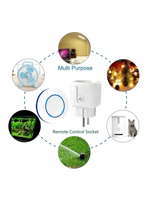 Умная розетка 15A Smart Plug с 2шт пультом 1роз+2пульт, 2 шт, фото 2