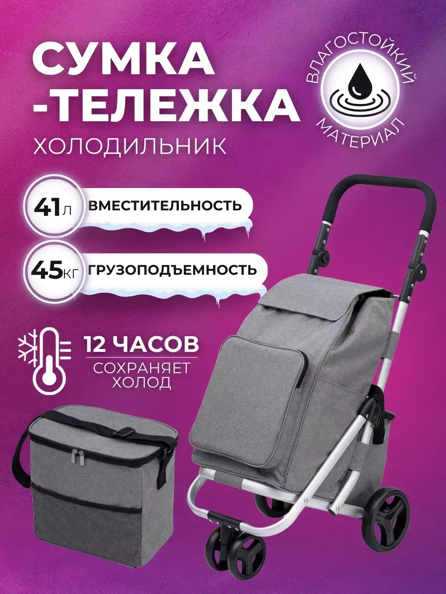Сумка-тележка на колесах хозяйственная 41 литр (BR-301)