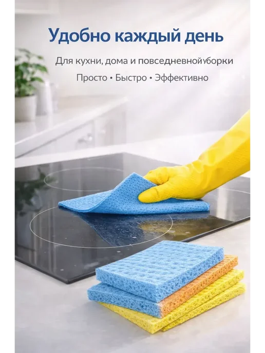 SoulGoods Салфетки губчатые YORK супер впитывающие для кухни 3 шт, 3 шт, фото 3